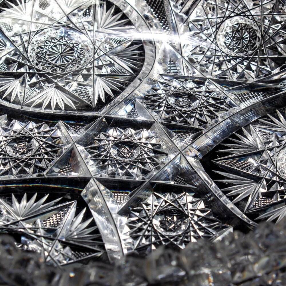 AMERICA Brilliant Crystal Nappy Bowl | Beautiful Intricate Pattern | Excellent - Picture 8 of 9